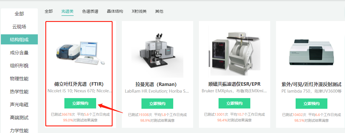 具体测试项目
方式二：第一步，进入http://www.shiyanjia.com，选择测试项目->立即预约
